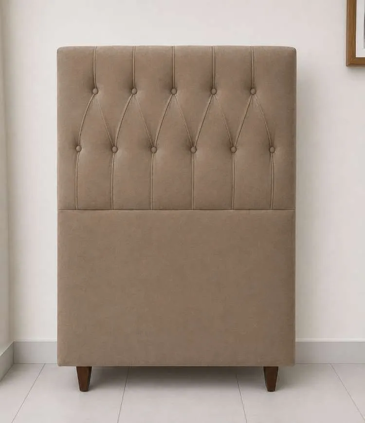 Cabeceira Solteiro Venus 90 Mod 014 Veludo Suede Capuccino SR Movelaria — Cabec Solteiro Venus - Veludo Suede Capuccino