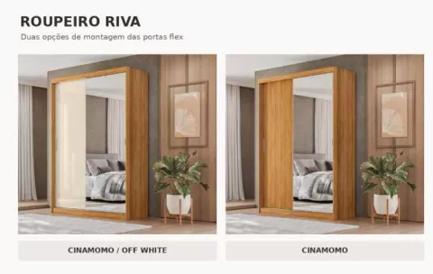 Roupeiro Riva 2P4G com 1 Espelho Demobile Movies