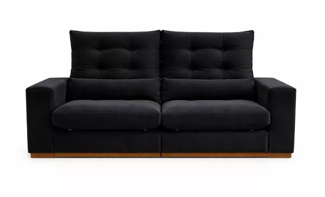 Estofado Retratil Reclinavel Toronto 290 2x120 mais 25cm Brc com Pillow 25cm Veludo Suede Bege Bia Estofados — Veludo Suede Preto