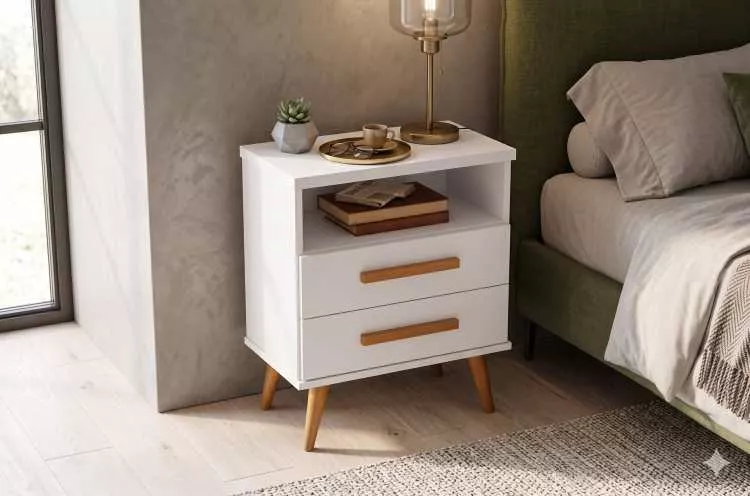 Mesa de Cabeceira Flora 2G Jequitiba J&A Moveis — Branco