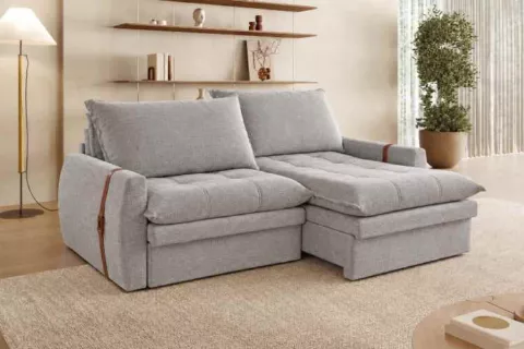 Estafodo Retratil Reclinavel Star 26 230 Living Bau Molas Ensacadas Pillow 12cm Linho Prata Starten