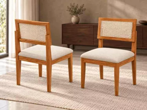 Kit com 2 Cadeiras Santorini Cinamomo/Tela/Linho Cru Minas Plac