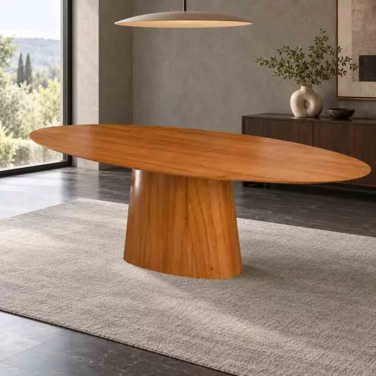 Mesa Barcelona Oval 180x90 Cinamomo Laminado Minas Plac — Mesa Barcelona Oval 180x90 Cinamomo