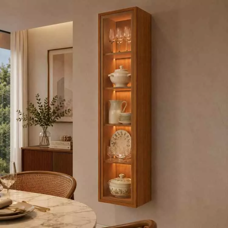 Painel Dominus 232x250 Naturale Mavaular Moveis — Módulo Cristaleira Dominus - Naturale