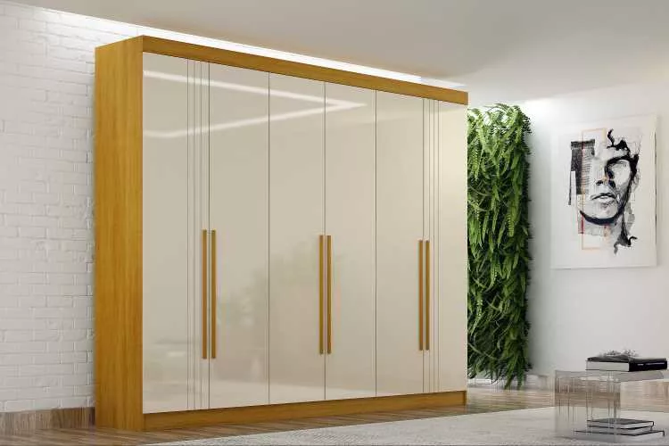 Roupeiro Madri 6P4G Cinamomo/Off Whie CHF Móveis — Cinamomo/Off White