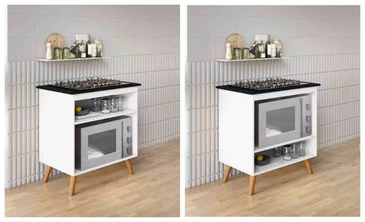 Balcao Parma para CookTop 4 ou 5 Bocas Kaiki — Branco