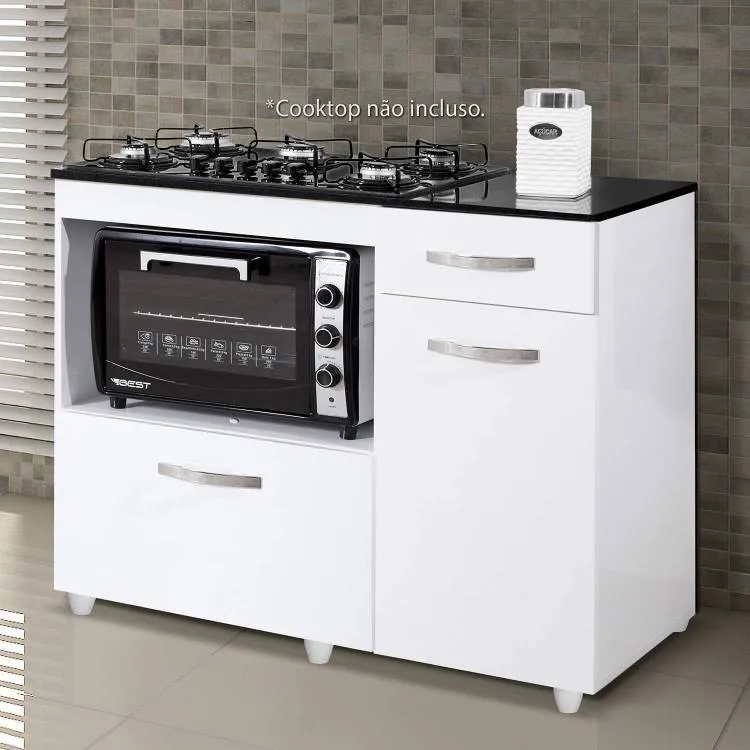 Balcao Violeta para CookTop 5 Bocas Kaiki — Branco