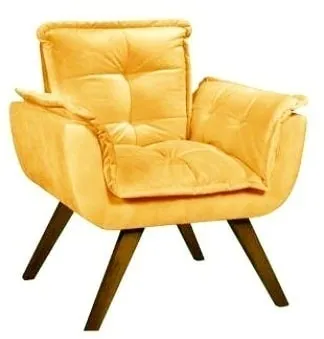 Poltrona Jamile Shalom — Veludo Suede Amarelo