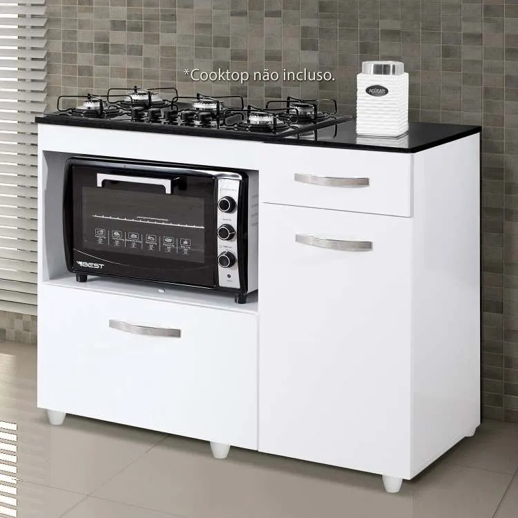 Balcao Violeta para CookTop 4 Bocas Kaiki — Branco