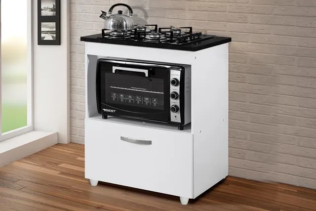 Balcao Salvia para CookTop 5 Bocas Kaiki — Branco