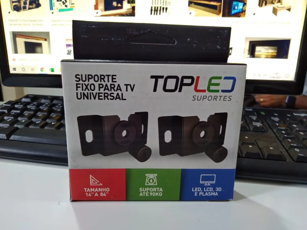 Suporte Fixo Universal para TVs de 14 a 84 PolegadasTopLed — Preto