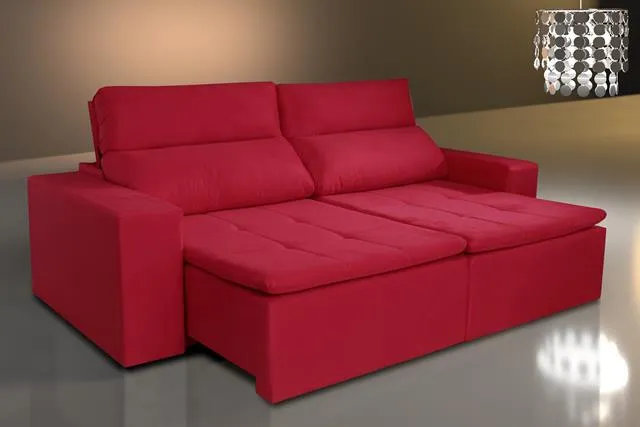 Sofa Retratil Reclinavel Portugal 2x Mod 1m Vicam — Vinho 6012