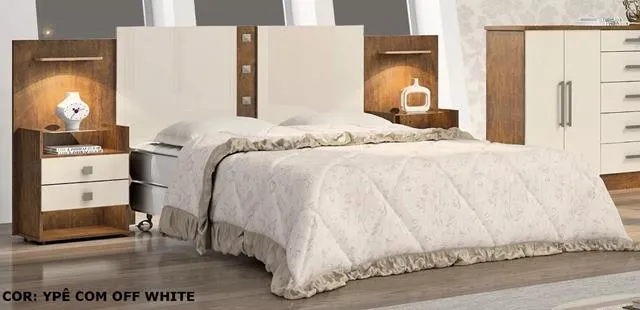 Cabeceira Box Casal.Queen Rubi 140.160 Ipe D Doro — Ipê/Off White