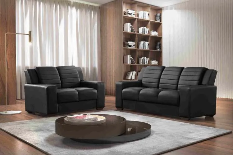Conj Estofado 270 2x3Lg Couvin Inglaterra Marrom Rondomoveis — Couvin - Amsterdã Preto