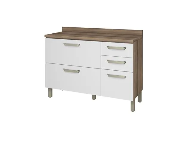 Balcao 120 2P3G Condessa Nogal Branco Nesher — Balcao 120 2P3G Nogal/Branco