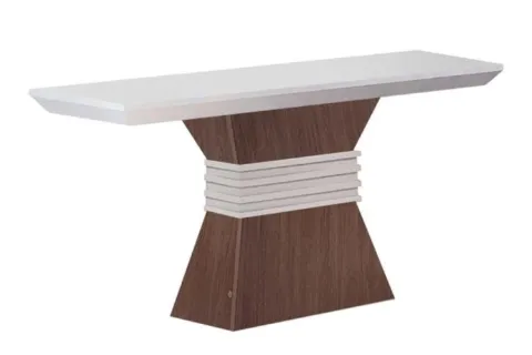 Aparador Agata Vidro Base Cafe Detalhe Off White Rufato