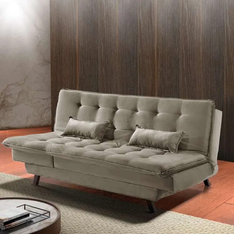 Sofa Cama Gold 3Lgs 3 Estagios Veludo Suede Cinza 2303A Luxury — Veludo Suede Bege - 2269A