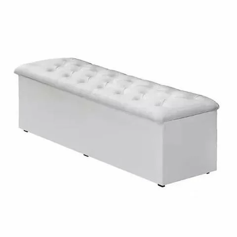 Recamier Solteiro Dubai Corino Azul SR Cabec — Recamier Solteiro Corino Branco