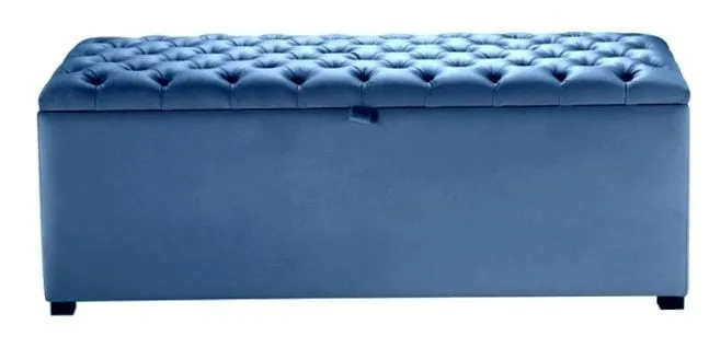 Recamier Solteiro Dubai Corino Azul SR Cabec — Reamier Solteiro Corino Azul