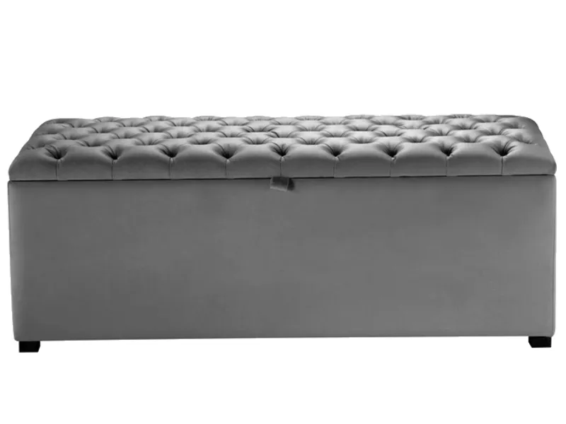 Recamier Solteiro Dubai Corino Azul SR Cabec — Recamier Solteiro Corino Cinza