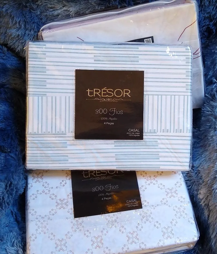 Jogo Cama King Tresor 300 Fios Sortidos Estamparia — Jg Cama King Tresor 300 Fios - Sortidos