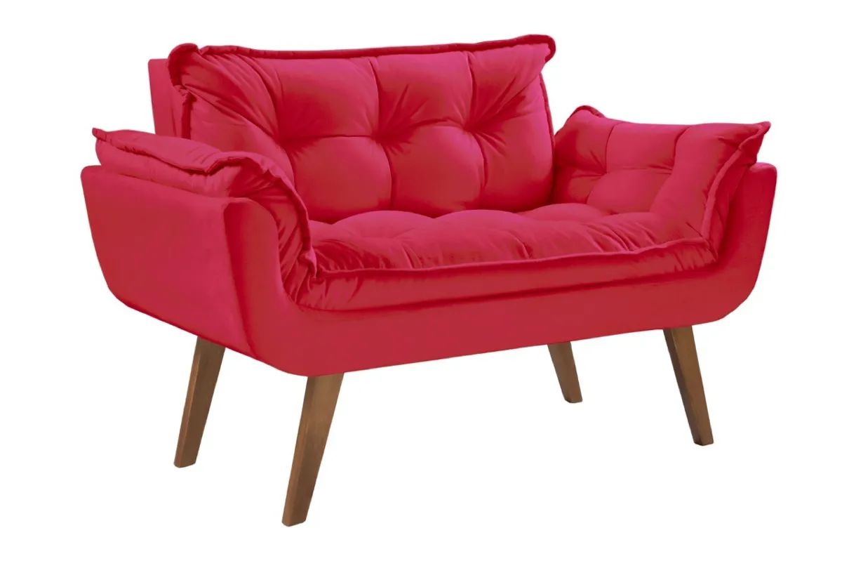 Poltrona Namoradeira Opalla Veludo Suede Vermelho Shalom — Veludo Suede - Vermelho