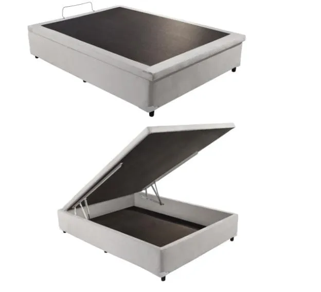 Base Bau Casal 138x188x40 Corino Marrom SR Movelaria — Bau Casal - Corino Branco