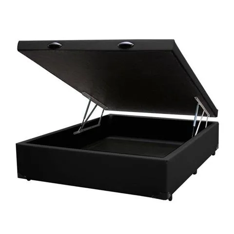 Base Bau Casal 138x188x40 Corino Marrom SR Movelaria — Bau Casal - Corino Preto