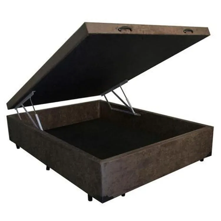 Base Bau Casal 138x188x40 Corino Marrom SR Movelaria — Bau Casal - Suede Marrom