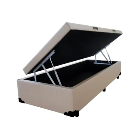 Base Bau Solteirao 110x188x40 Corino Bege SR Movelaria