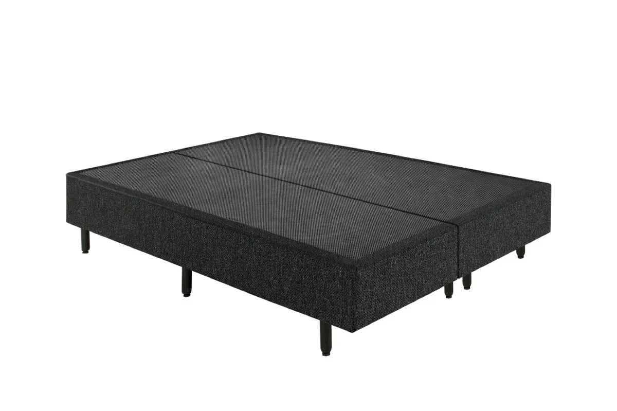 Base Queen Bipartida 2x79x198x38 Corino Bege SR Movelaria — Base Queen Bipartida - Corino Preto