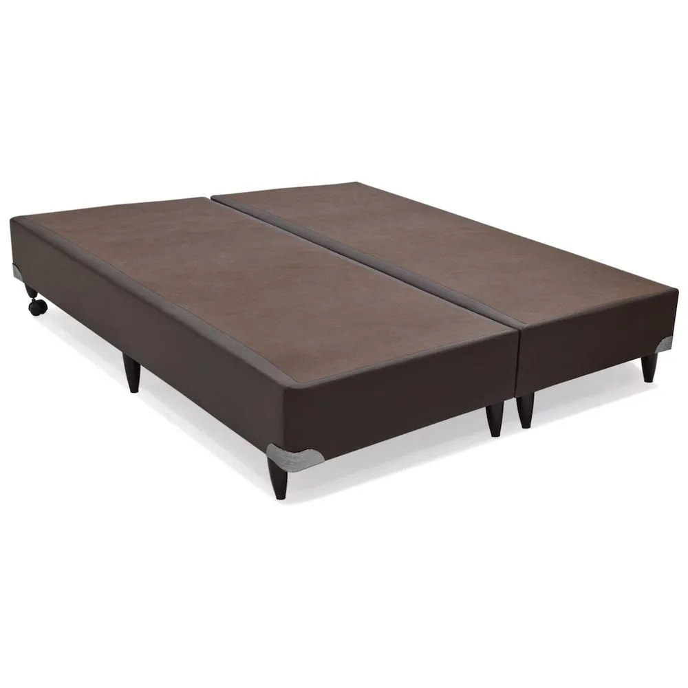 Base Queen Bipartida 2x79x198x38 Corino Bege SR Movelaria — Base Queen Bipartida - Suede Marrom