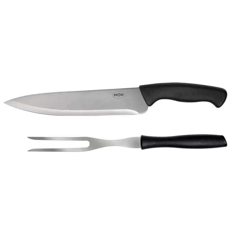 Conjunto Assador Churrasco Inox 2 Pcs Metalurgica Mor — Conj Churrasco 2 Peças