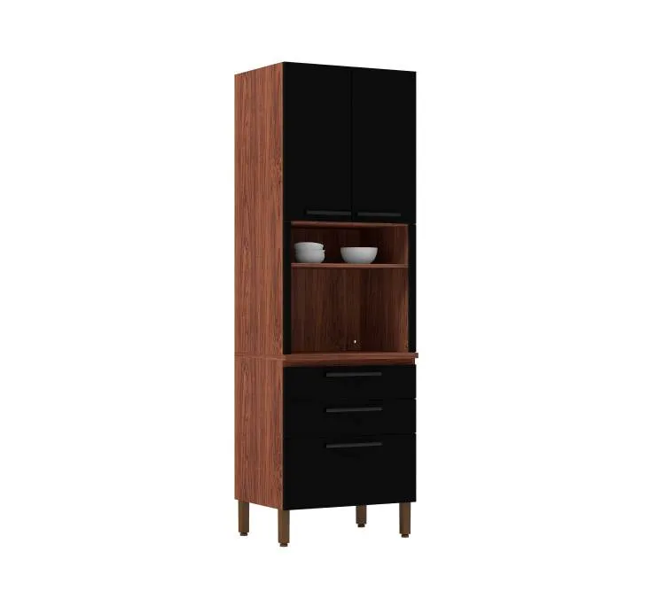 Panel Micro 3P2G VivConcept Nogueira.Black Kits Parana — Paneleiro Nicho 3P2G Nogueira/Black