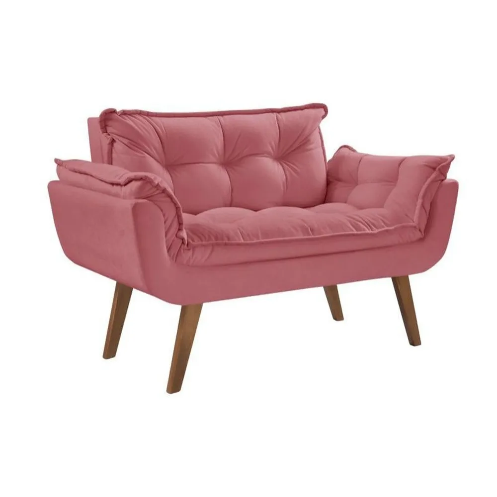 Poltrona Namoradeira Opalla Veludo Suede Vermelho Shalom — Veludo Suede - Rosa