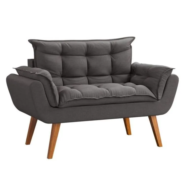 Poltrona Namoradeira Opalla Veludo Suede Vermelho Shalom — Veludo Suede - Grafite