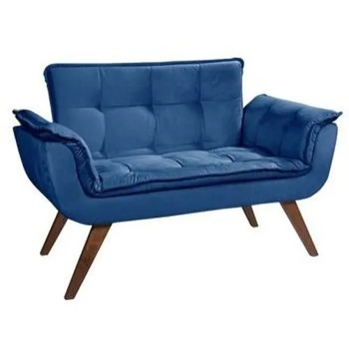 Poltrona Namoradeira Opalla Veludo Suede Vermelho Shalom — Veludo Suede - Azul Marinho