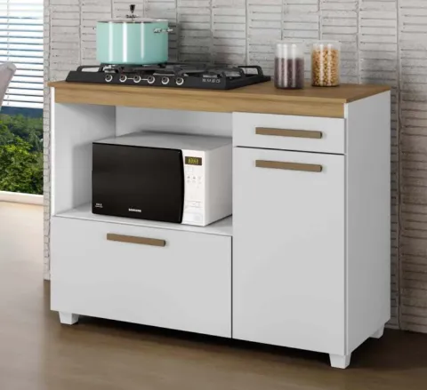 Balcao CookTop Cronus 120 4 Bocas com Tampo com Recorte 53,5 x 35 Branco Arte Moveis