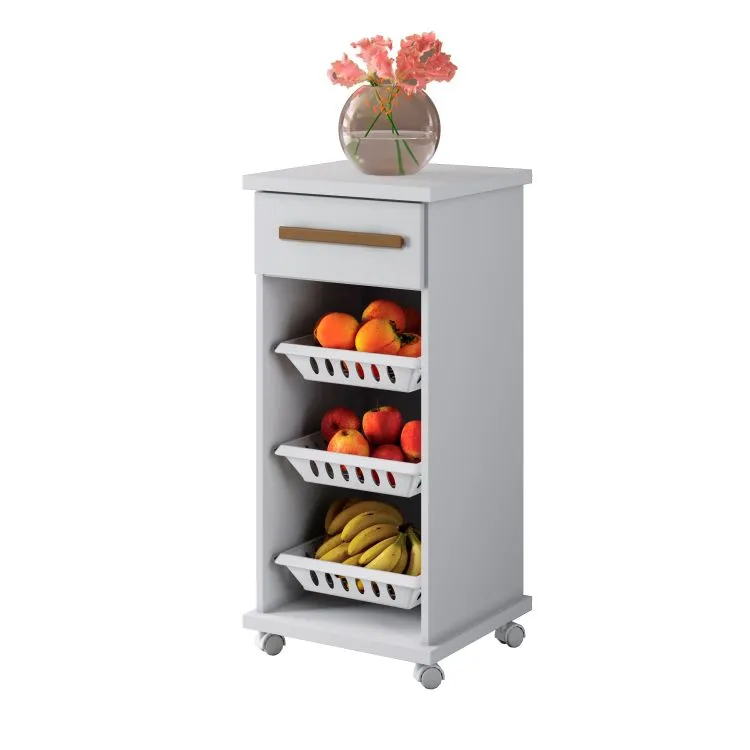 Fruteira Curitiba 39 1G3Cestos Branco Arte Moveis — Branco/Branco