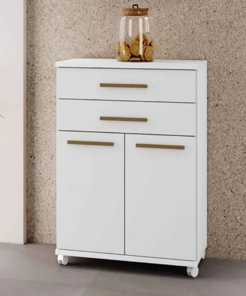 Balcao Monaco 73 2P2G Branco.Branco Arte Moveis
