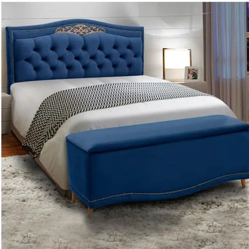 Cabeceira King Belize 195 Corino Branco 2500 SR Cabec — Cabec King Veludo Azul 2302