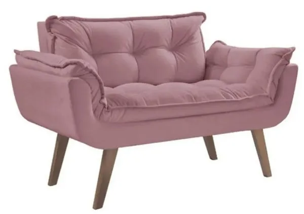 Poltrona Namoradeira Opalla Veludo Suede Vermelho Shalom — Veludo Suede - Rosê