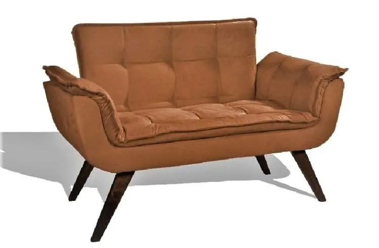 Poltrona Namoradeira Opalla Veludo Suede Vermelho Shalom — Veludo Suede - Ferrugem
