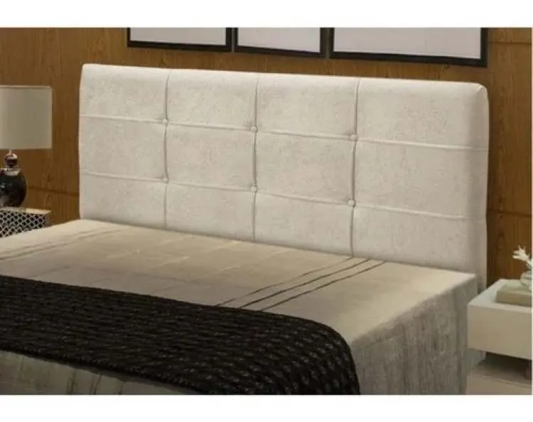 Cabeceira Casal London 140 SR Cabec — Veludo Suede Bege