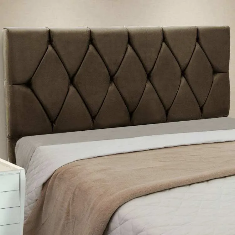 Cabeceira Casal Bia 140 Veludo Suede Marrom SR Cabec — Veludo Suede - Marrom